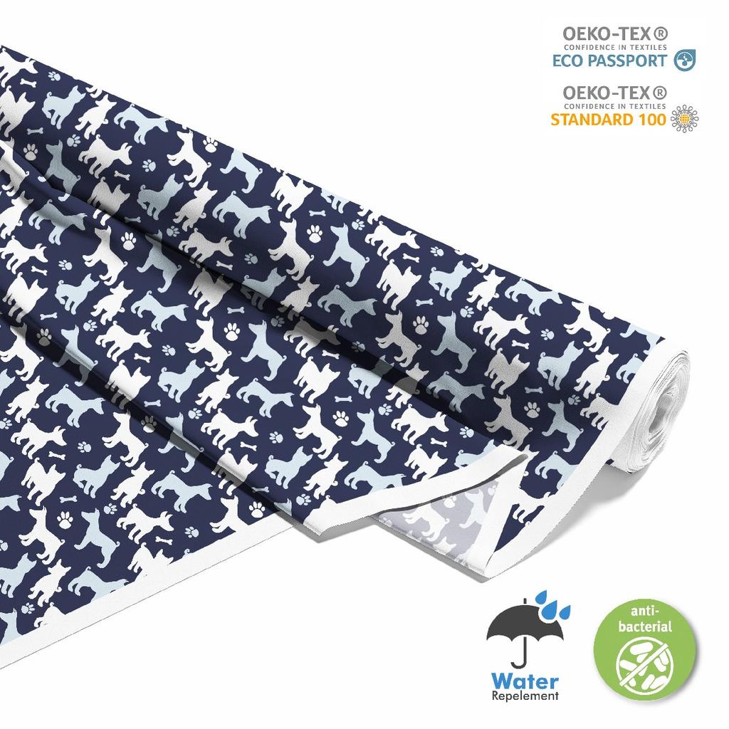 Outdoor Dekostoffe Oxford - Motiv Silhouette Eines Hundes Auf Marineblau I Dx637