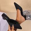 Spring Pointed Toe Women Slippers Mules Slipper Fashion Candy Color Ladies Elegant Dress Sandal Square Low Heel Slip On Slides