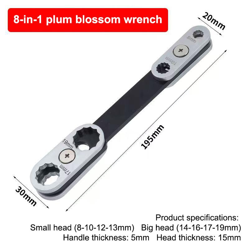 8 10 12 16 19mm 8 in 1 360° Drehung Kombinationsschlüssel Metrisch Ringmaulschlüssel für Heim- und Automobilreparatur Handwerkzeuge