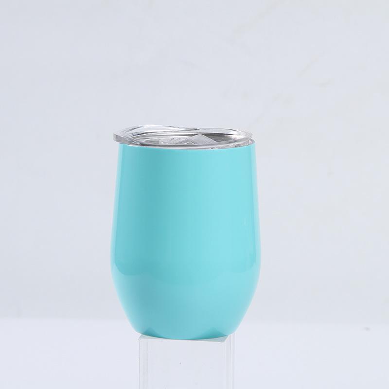 12oz Eierschalenförmiger U-förmiger Edelstahl-Vakuum-Weinbecher mit Bauchdesign
