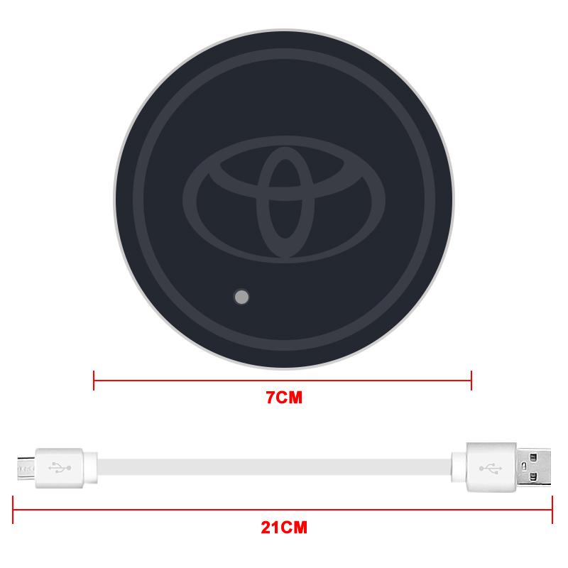 LED Car Cup Coasters 7 Colors Atmosphere Light Bottle Cup Holder Pad For Toyota Rav4 Corolla Camry Mirai Aqua Cross TRD GR Sport