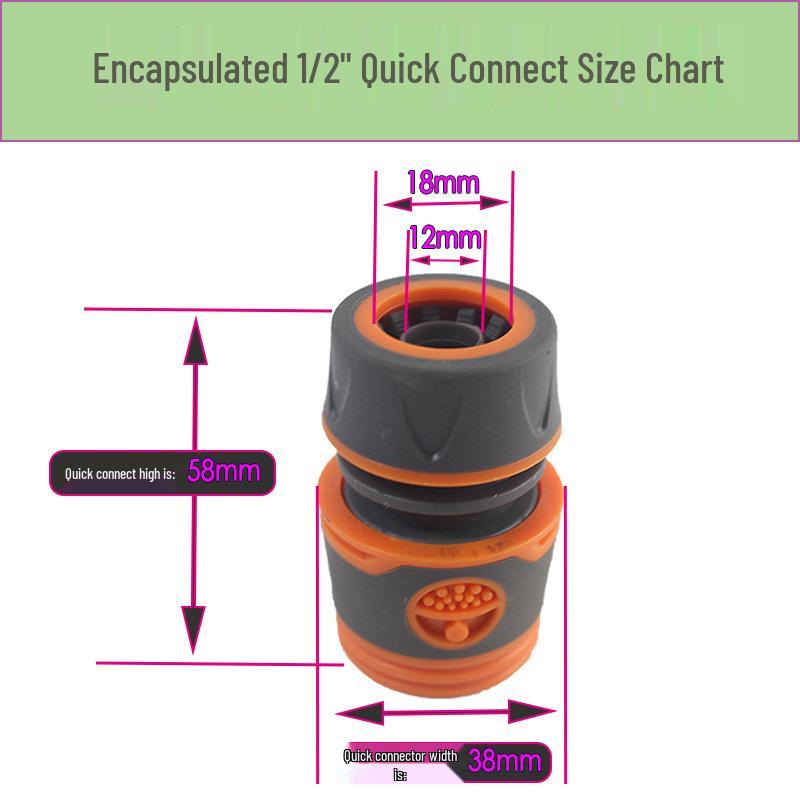 Plastic Overmolded 1/2" Quick Connect Water Hose & Faucet Adapter