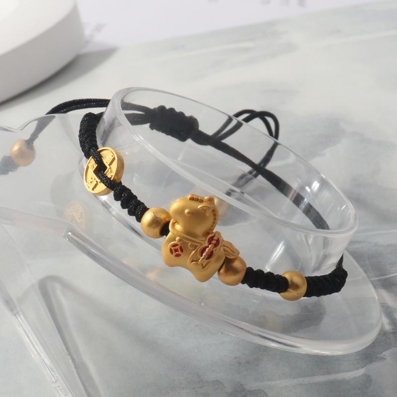 Chinese Style Horse Year Lucky Braided Rope Bracelet Beads Bracelet Couple Friend Christmas New Year Blessing Gift