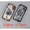 BANERYPAK Dele DIY Konverteringsramme Til iPhone 12 Pro Konverter Til 17 Pro Bagside Bagglas Batteridæksel Hus Udskiftning