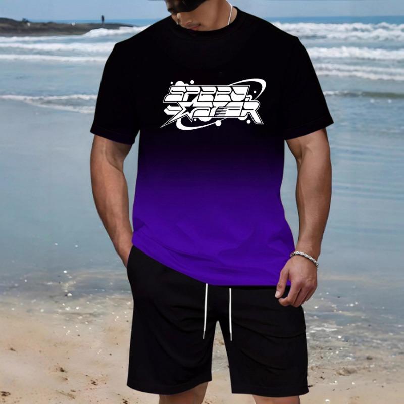 New Summer Trend Urban Street Short-sleeved Shorts Two-piece Set Popular Men s Clothing S
