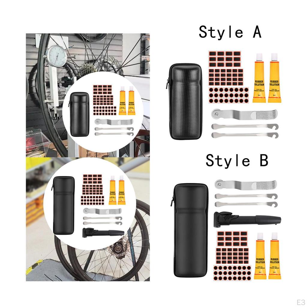 Bicycle Maintenance Tool Set with Tire Repair Accessories and Carrying Case