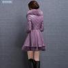 Autumn and winter new large size women's leather jacket fat mm medium and long imitation fox fur collar slim fur PU jacket