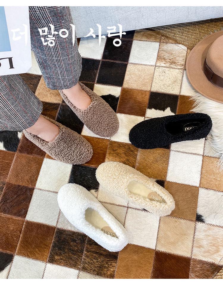 Damen Fleecegefütterte Lammwoll-Slipper Winterschuhe, Übergrößen 41-43