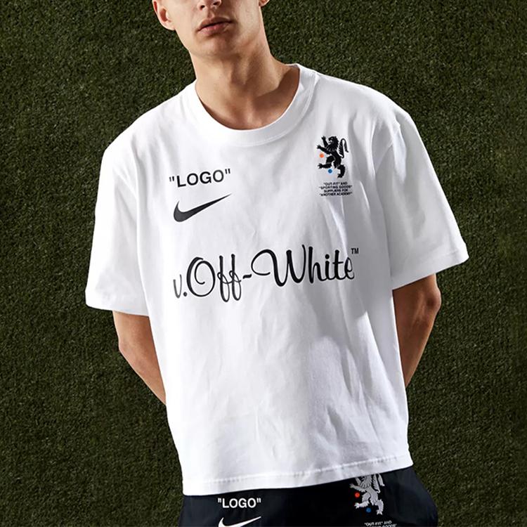 Nike X Off-White Co-Branded Letter Logo Print Casual Round Neck Short Sleeve T-Shirt Men Tops White AJ3374-100