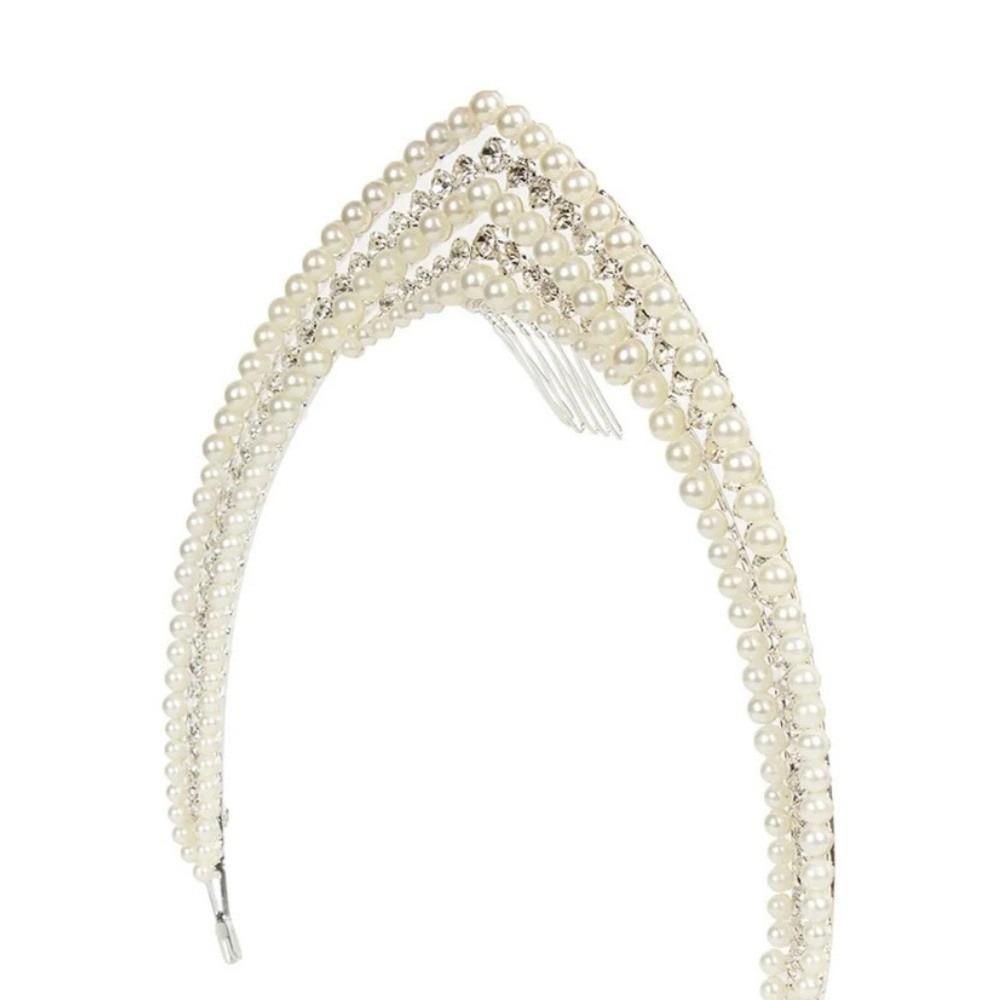 Elegant Princess Crown Headband Rhinestones European Hairband Hair Hoop Pearl Headwear  Women