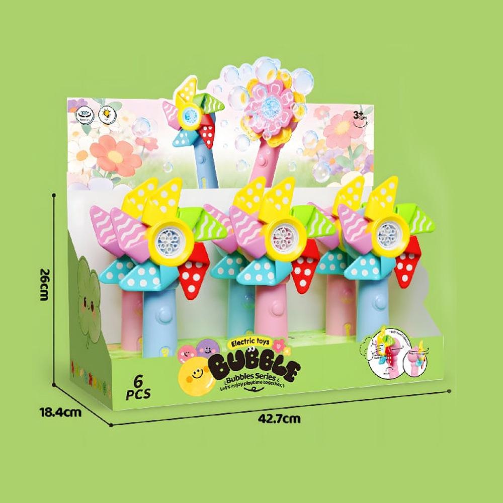 Automatic Windmill Bubble Blower Toy with Handheld Multi-Hole Wand