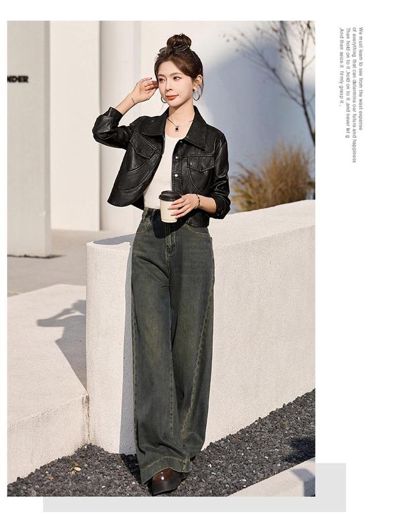 Women’s Trendy Hong Kong & Korean Style Sheepskin Leather Jacket