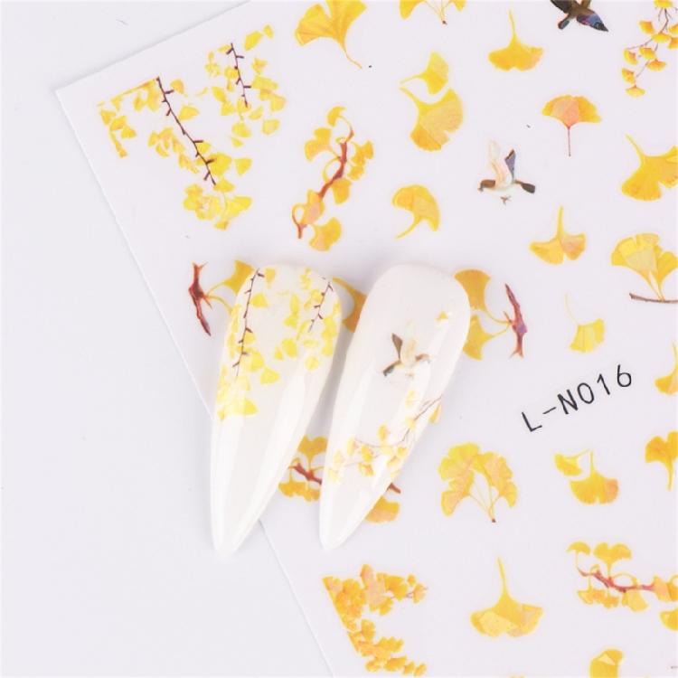 Elegant Ginkgo and Maple Leaf Nail Art Stickers 6 Sheets Easy Apply Nail Decals Women's Nail Decoration for Autumn Nail