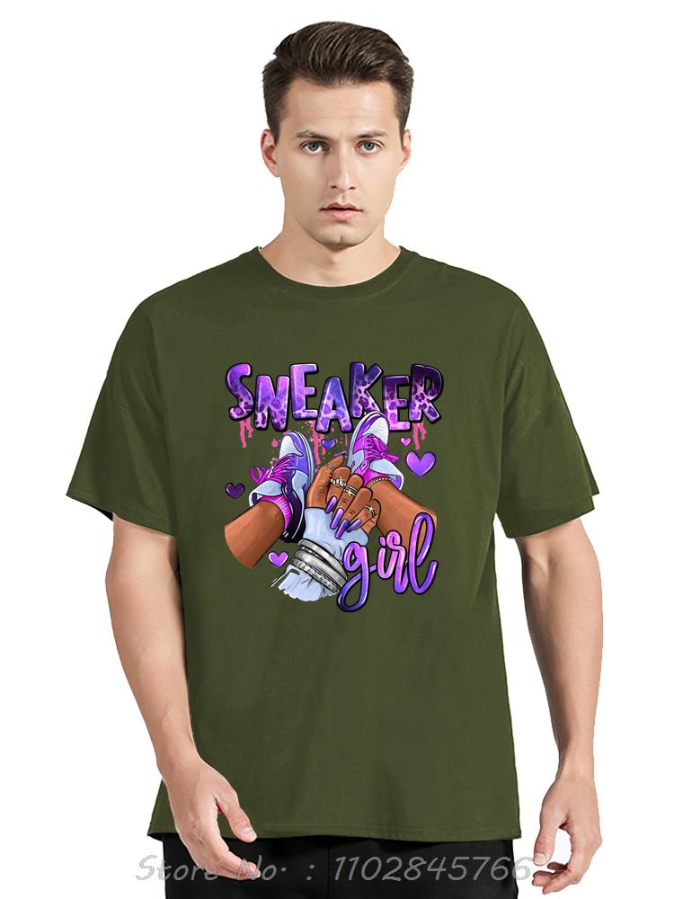 Baumwoll T-Shirt Sneaker Mädchen Grafik Oversized T-Shirt Lässige Unisex Oberteile T-Shirts Rundhals Sommer Hip Hop Streetwear Herrenbekleidung