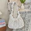 Sweet Lace Bow Female Tote Commuter Underarm Bag Rose Floral Women's Shoulder Bags Pleated Strap Girls Flower Crossbody Bag