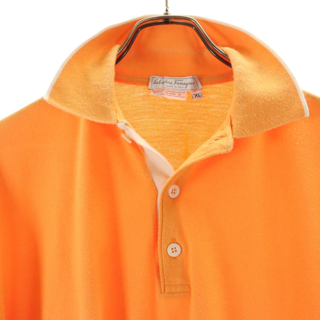 Salvatore Ferragamo Made In Italy Short Sleeve Polo Shirt XL Orange Men's Used
