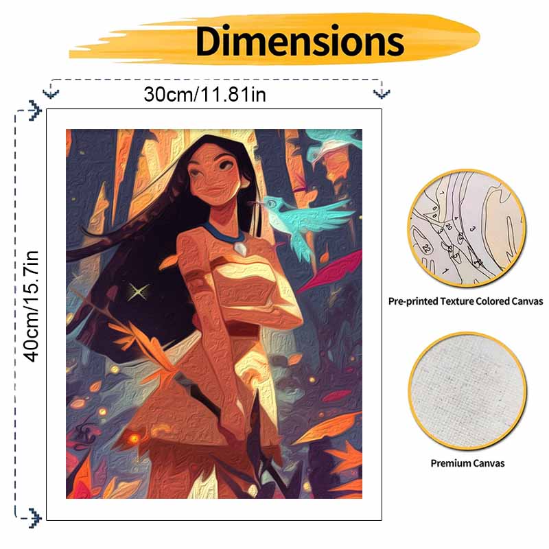 Disney Pocahontas Digital Oil Painting Diy Handpainted Coloring Painting Home Decoration Wall Art Kit for Bedroom Living Room Room Decor