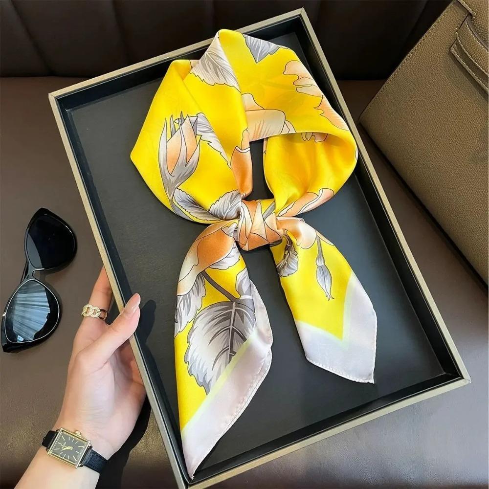 Fashion Luxury Brand 70cm Silk Feel Square Scarf Women Neck Tie Female Hair Bandana Headkerchief Shawl Wrap Hijab Echarpe