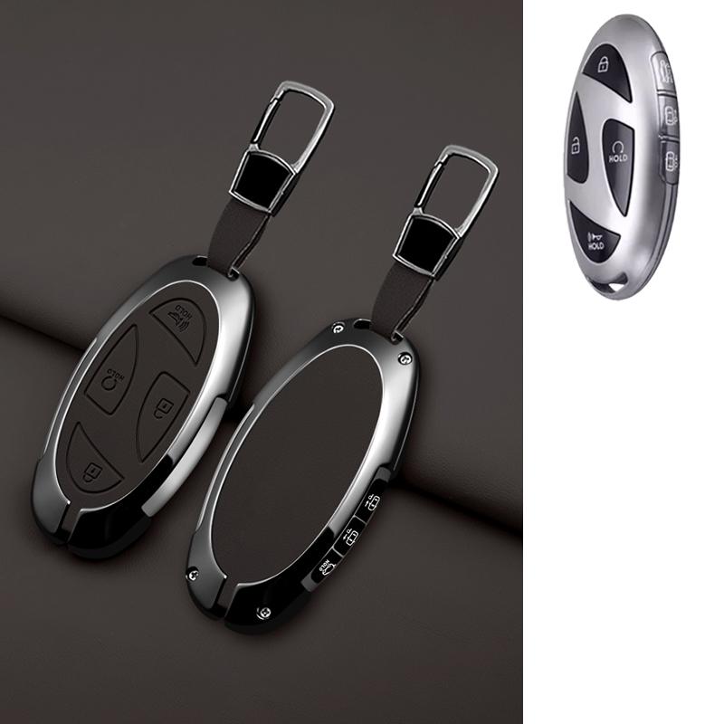 5 7 Button Zinc Alloy Leather Car Key Case For Hyundai Kona Ev Grandeur Gn7 Ioniq 6 Car Key Fob Case Accessories