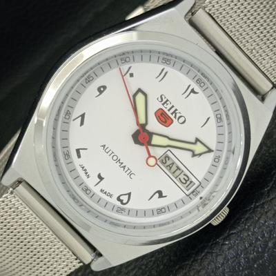 RENOVOVANÉ VINTAGE SEIKO 5 AUTOMATICKÉ PÁNSKÉ PÁNSKÉ HODINKY S BÍLÝM CIFERNÍKEM a433940-2