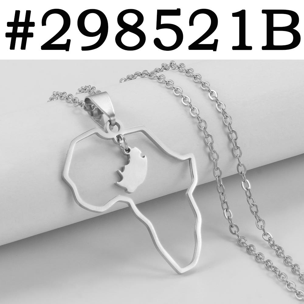 Anniyo South Africa and Africa Maps Together Pendant Necklaces for Women Men Stainless Steel Jewelry South African @298521 45cm or 17.7 Inches