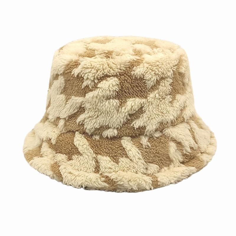 

1pc winter Lamb Wool Striped Bucket Hat,Thick,Face Flattering,Ear Protection,Autumn/Winter Warm,suitable for holiday dailywear One Size хаки