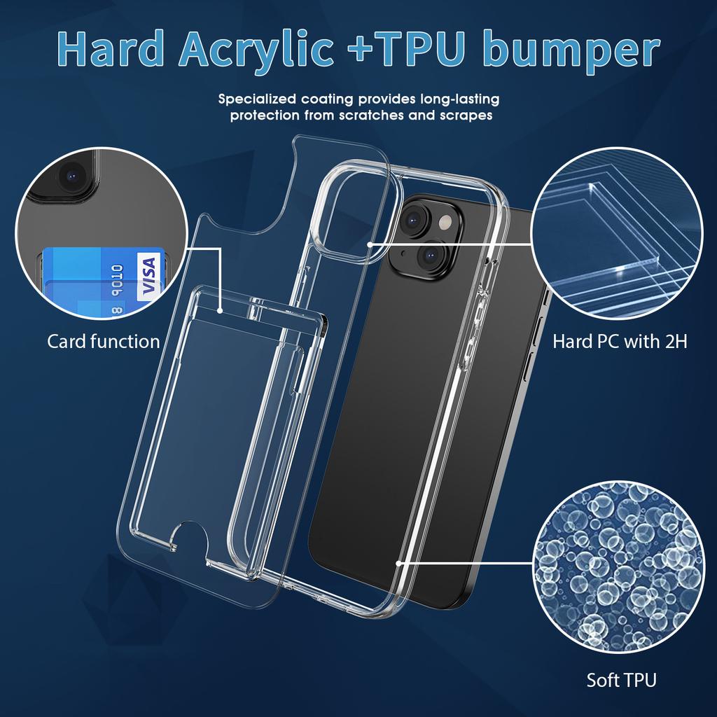 IPhone 16 Japanese and Korean Transparent Acrylic Card Bag 15pro Anti-fall Full Cover Protective Case