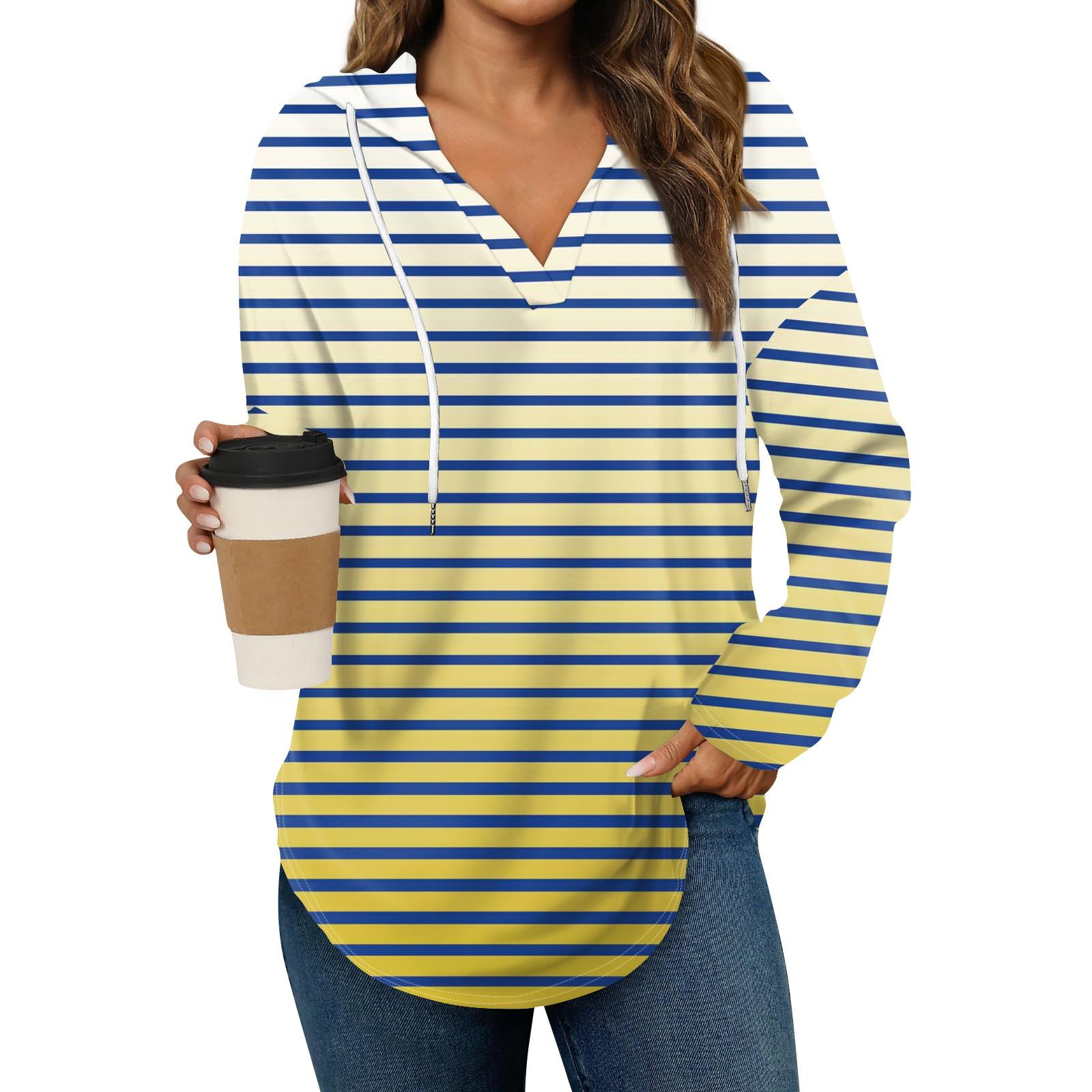 

Женская мода повседневный свитер с V-образным вырезом и длинными рукавами, на завязках, с принтом XL жёлтый