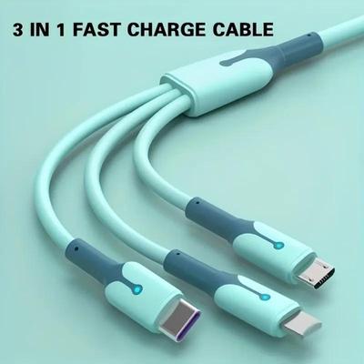 Câble de données 3-en-1 5A Câbles de données USB à charge rapide Câble USB C Pour iPhone Samsung Xiaomi Huawei Fil de téléphone Type C en silicone liquide
