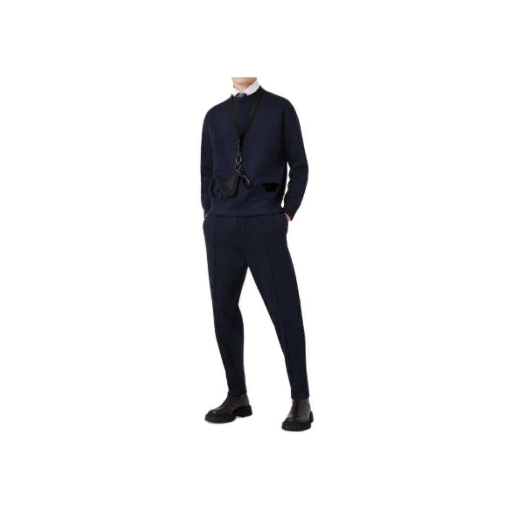 Emporio Armani Ss23 Solid Color Pullover Long Sleeve Sweatshirt Men sweatshirt Navy-Blue 3R1MBH-1JRHZ-0920