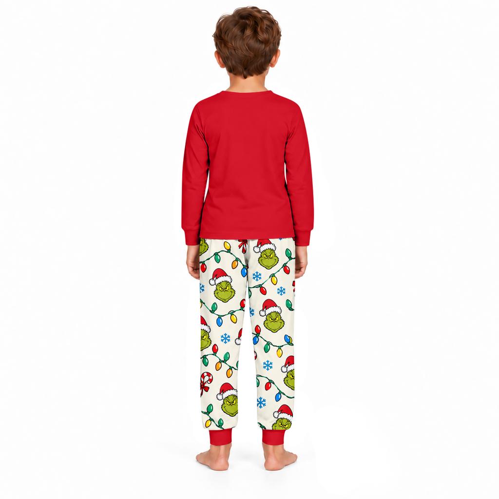 Parent Child Matching Pajama Set Long Sleeve Top and Pants Loungewear Sleepwear Set