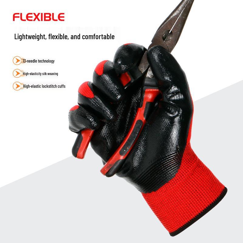 Ölbeständige, nitrilbeschichtete wasserdichte Bauhandschuhe – Verschleißfeste, rutschfeste Schutzarbeitshandschuhe