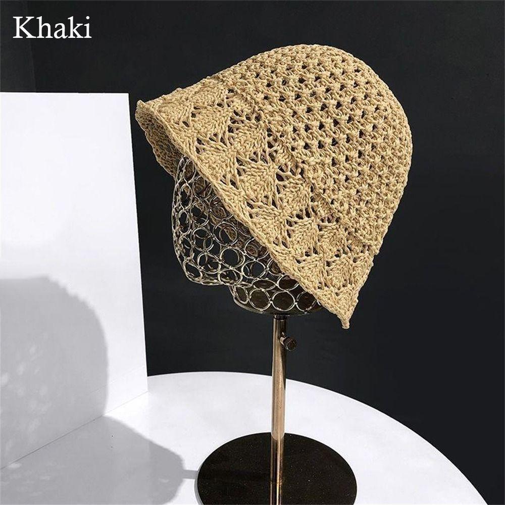 Sunscreen Sun Protection Hat Hollow Weave Fisherman Hat Leisure Sunshade Hat  Women Girls