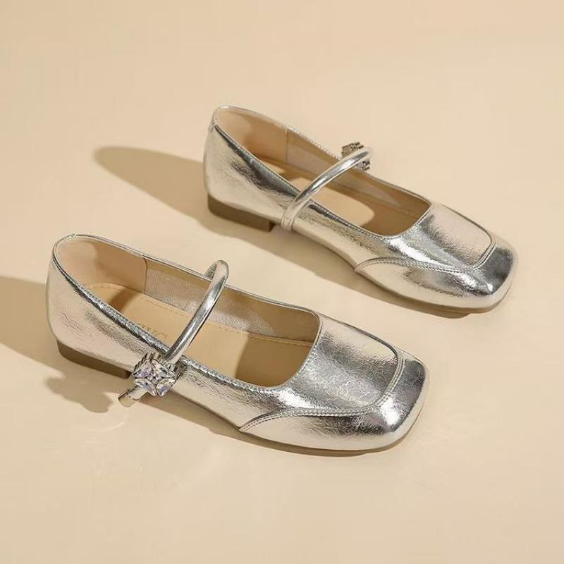 Autumn New Mary Jane Shoes Flat Bottom Square Head Fashion Temperament Women's Shoes Not Tired Shallow Mouth Single Shoes