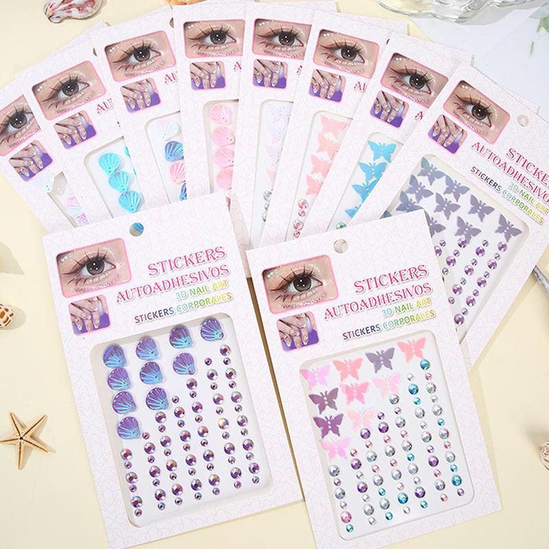 Colorful Butterfly Shell Face Decoration Diamond Sticker Nail Drill Gemstone Stickers Stage Eye Drill Stickers Pearl Sticke