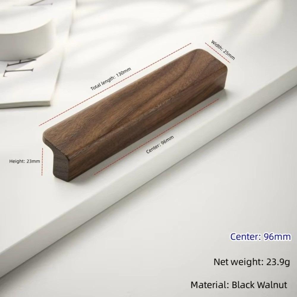 L Shaped Cabinet Pull Oak Walnut Bar Handle Elegant Wooden Knob