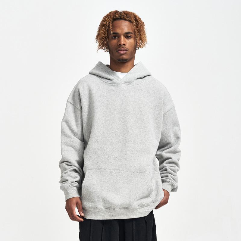 American Solid Color Velvet Hooded Sweatshirt for Men's Thick Loose Hooded Hoodie