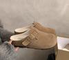 Boken Shoes with Fleece Bag Head and Half Slippers, Women's Outer Wear Fluffy Slippers 2025 New Autumn and Winter One-pedal Ugly Cotton Drag