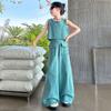 Women's Mid Size Summer Suit Fashionable Sleeveless Vest Children's Wide Leg Pants Fashionable Two-piece Set Trendy