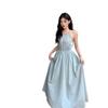 French sweet sleeveless neck sling dress women's summer new small seaside vacation dress