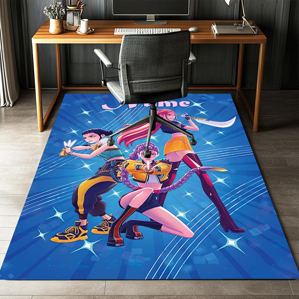 Custom Name KPop Demon Hunters Printed Carpet,Rug for Office Chair Living Room Bedroom Kitchen Room Decor Gifts.