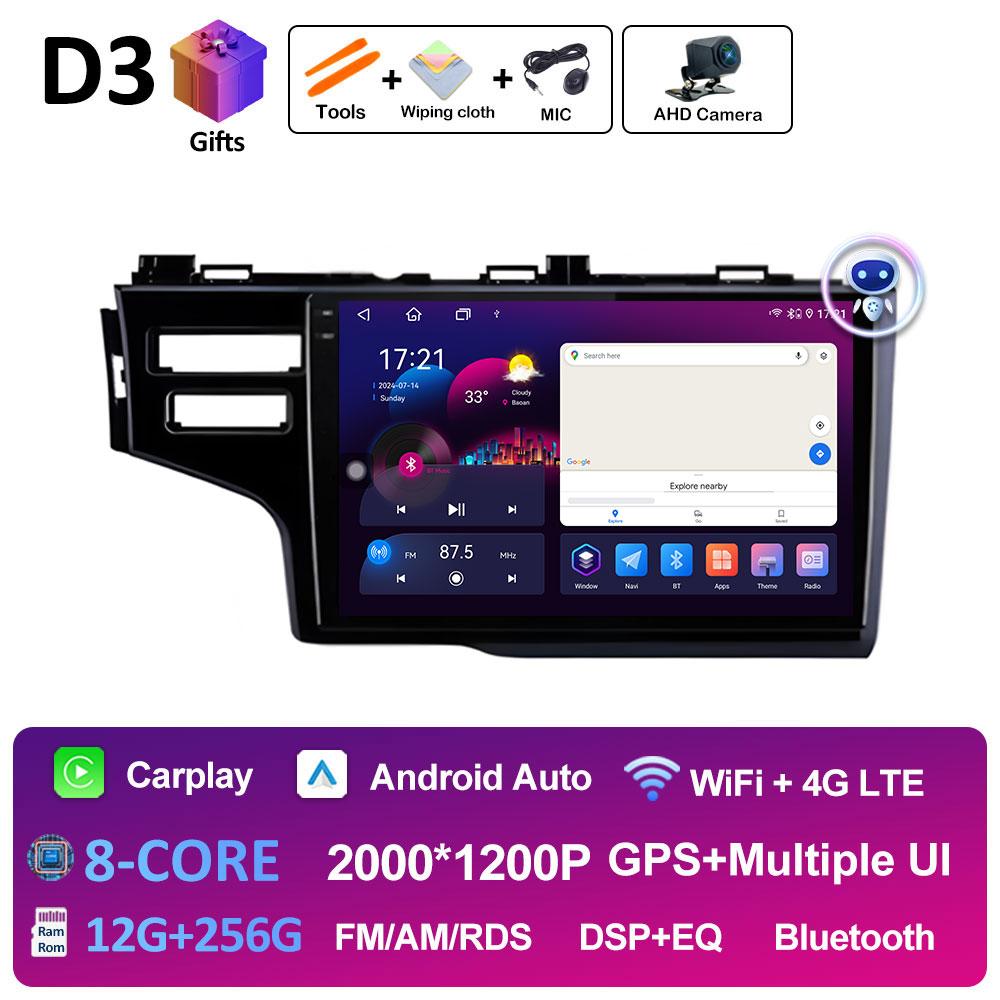 Car Video Multimedia Audio Player Left Hand Drive For Honda Fit Jazz 2014 2015 2016 2017 GPS Navigation Wireless Carplay No 2din