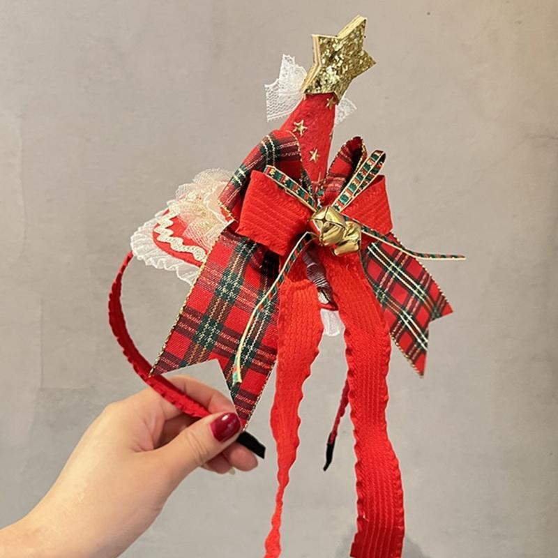 Świąteczne Akcesoria Imprezowe Krata Kokarda Pluszowe Spinki do Włosów Sezonowa Opaska na Głowę Spotkanie Rodzinne Uroczystość Przebieranie się