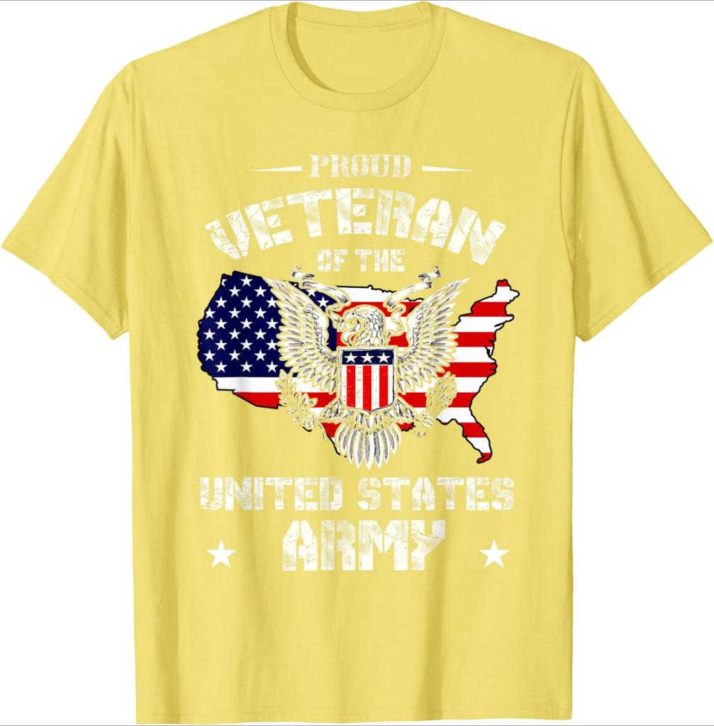 Proud Veteran of the US ArmyUSA Flag Soldier Veteran design100cotton summer Oneck short sleeve printed mens Tshirt