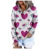 Long Sleeve Shirts For Women Valentine's Day  Lightweight Crewneck Loose Casual Print Hooded Draw Rope Pullover Tops