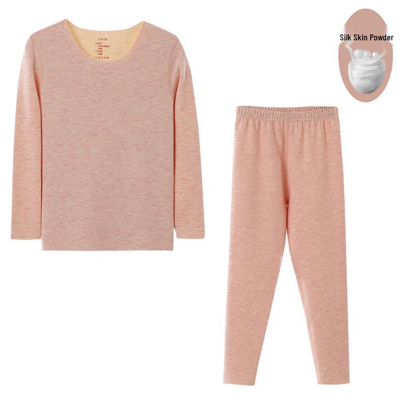 Children's Seamless Velvet Warm Underwear Set with Heat-Generating Silk for Boys & Girls - Ideal for Autumn & Winter