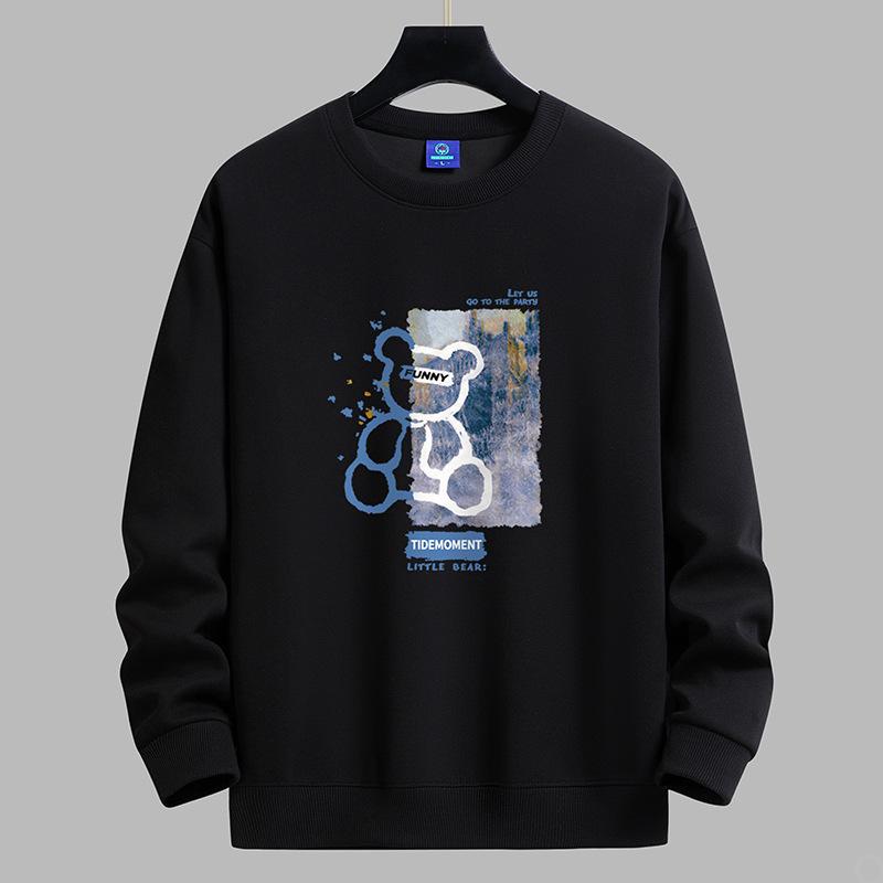 QICED HerbstkleidungHerbst O-AusschnittLässige bedruckte Herren Langtops Unterhemd Langarmhemden