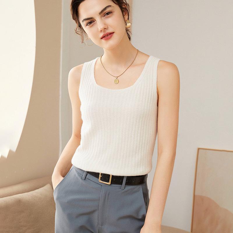 2024 Autumn/Winter Women's Fashion Cashmere Round Neck Knit Camisole