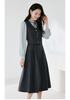 French Fake Two-piece Spliced Waist Cinching Dress