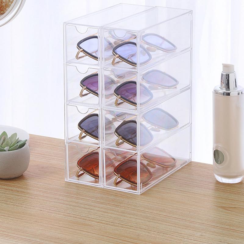 Acrylic Glasses Organizer Clear Sunglass Storage 4-Layer Tabletop Eyeglass Display Case Eyewear Collection Box For Jewelry Watch